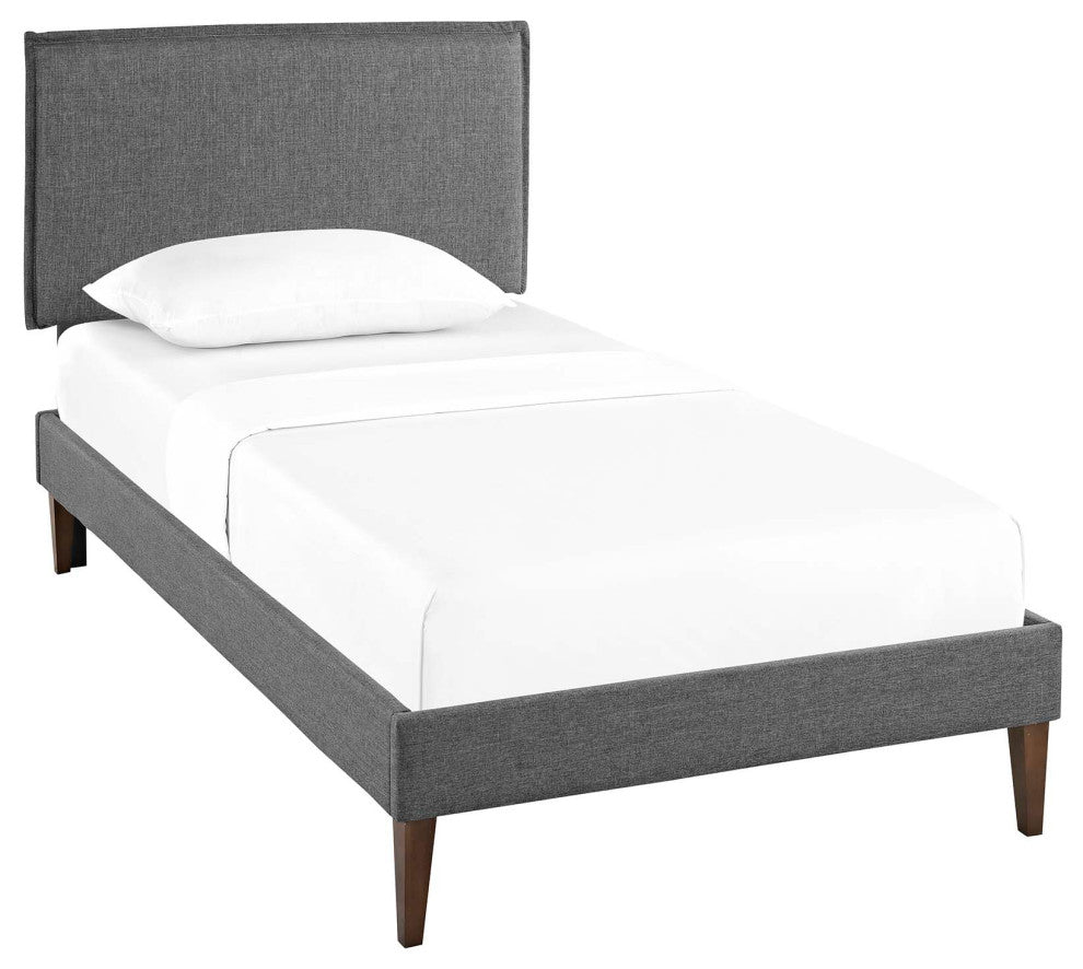 Modway Amaris Twin Platform Bed With Squared Tapered Legs, Gray