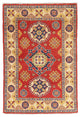 Traditional Pakistani Kazak Wool Hand-Knotted Oriental Area Rug, Red, 4'0"X2'9"