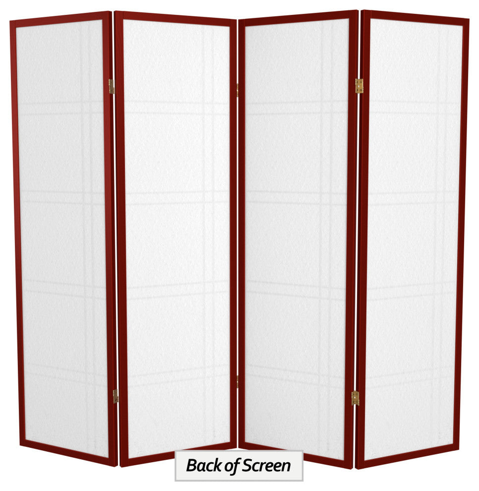 5' Tall Double Cross Shoji Screen, Rosewood, 4 Panels
