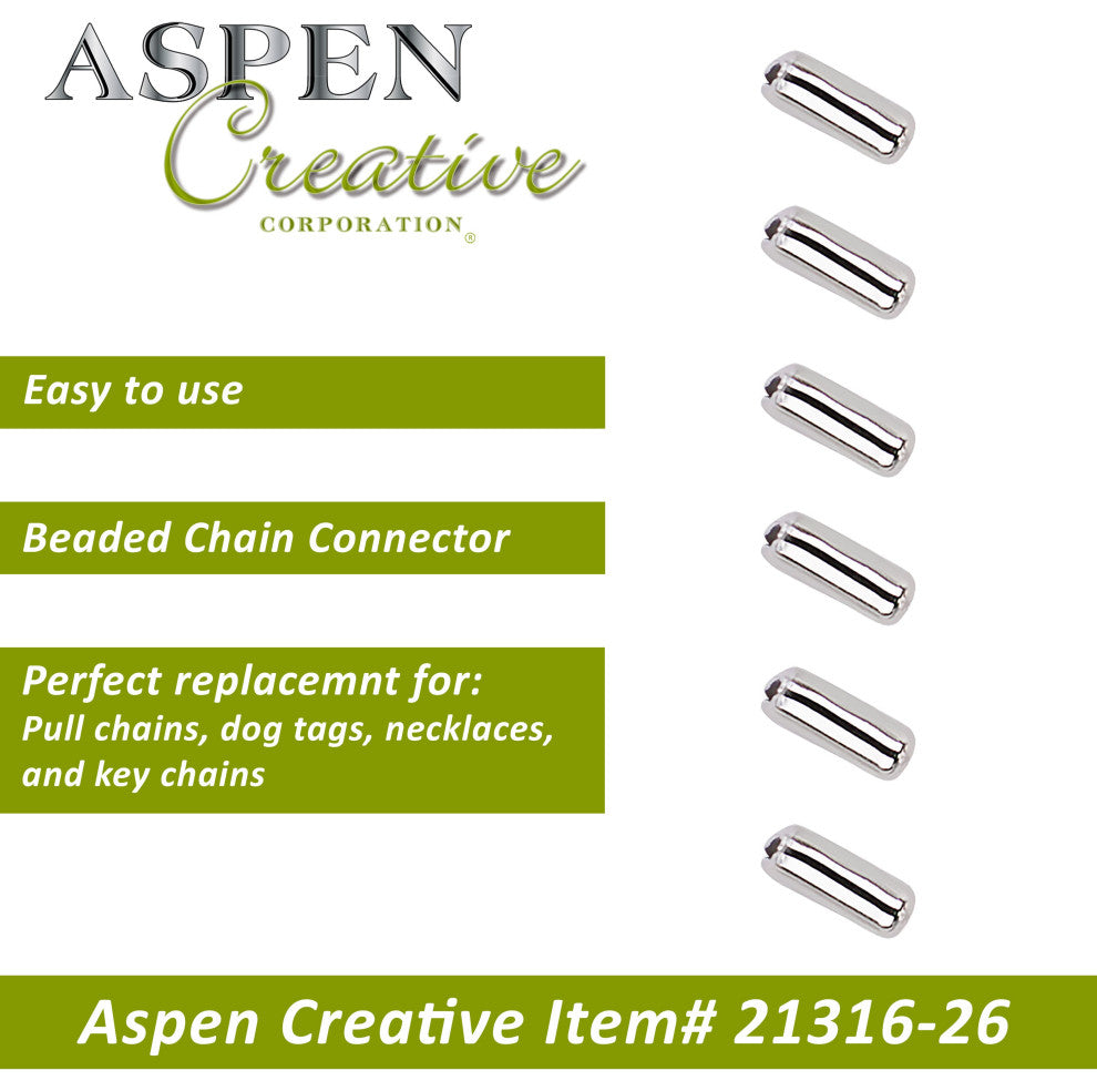 Aspen Creative 21316-26 Beaded Chain Connectors Plated in Polished Chrome 6 Pack