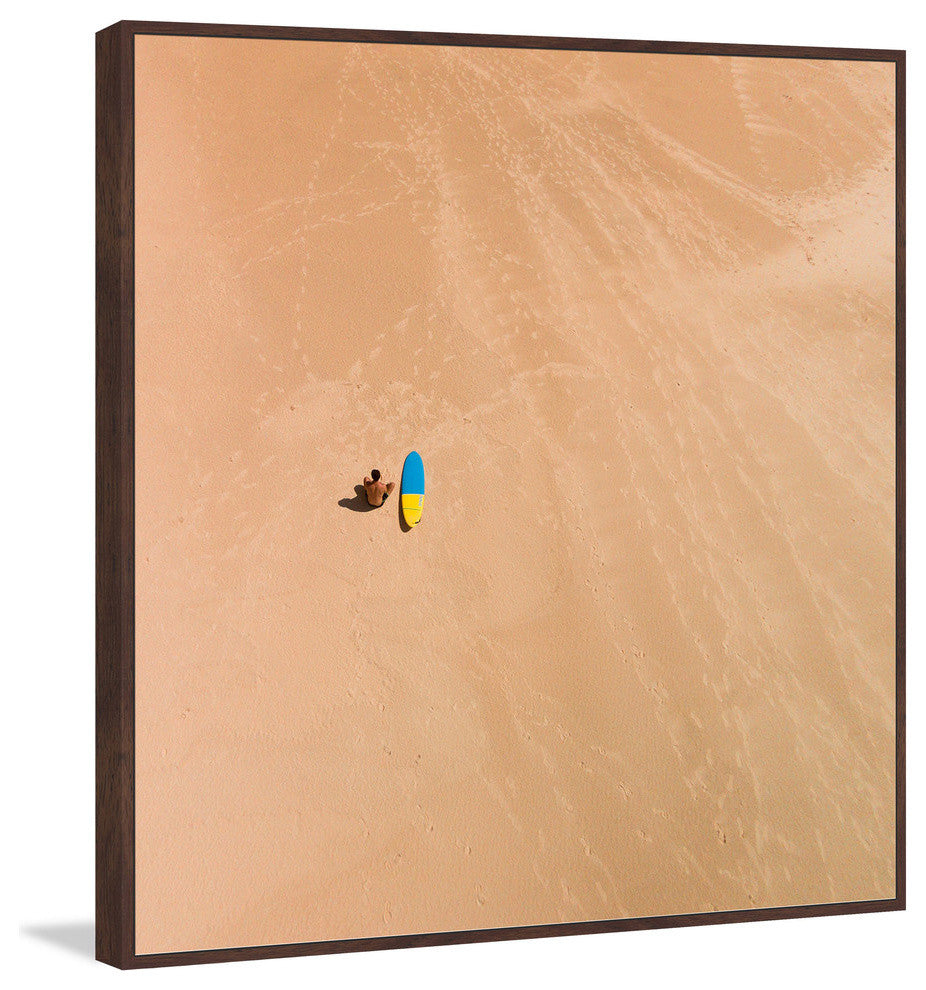 "Lone Surfer" Floater Framed Painting Print on Canvas, 48"x48"
