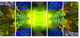 Green Golden Fractal Stained Glass, Abstract Canvas Art Print, 60"x28", 5 Panels