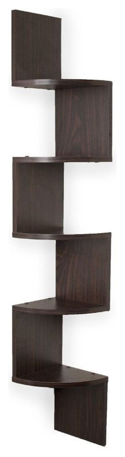 Booker Wall Mount Corner Shelf, Walnut