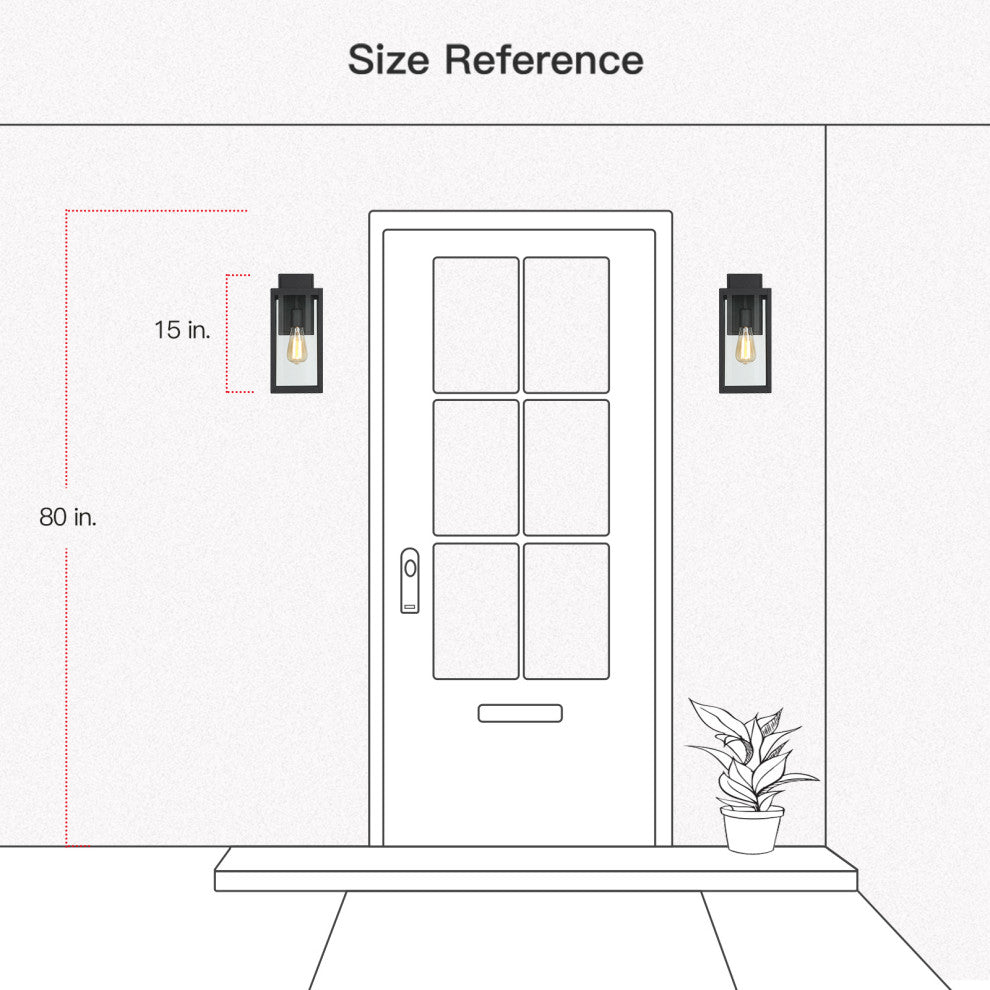 15"H Outdoor Black Modern Wall Lantern Sconce Light