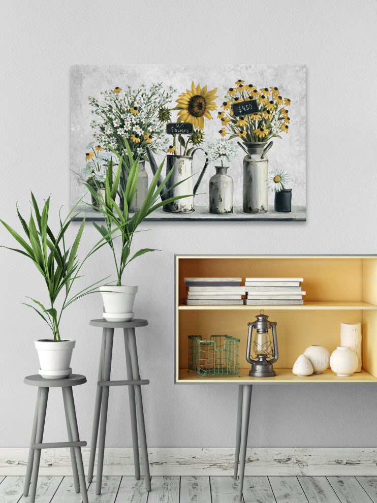 "Fresh Cut Sunflowers" Painting Print on Wrapped Canvas