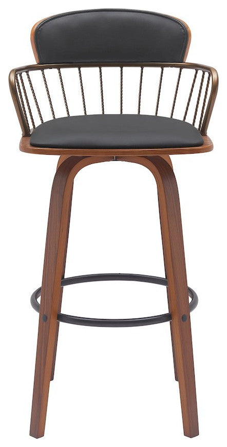 Willow Upholstered Wood Swivel Bar or Counter Stool