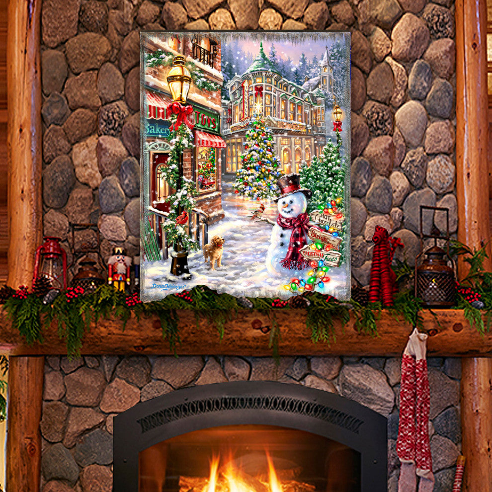 Christmas Lane Wooden Wall Art, Medium 18x12