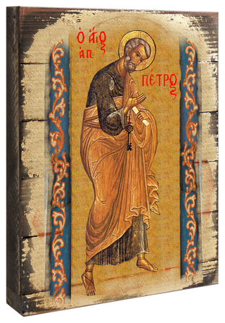 Icon Saint Peter Wall Art On Wood, 16 Inch