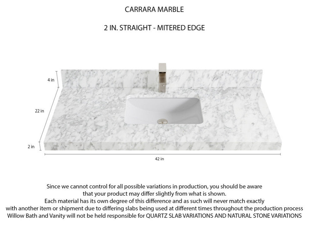 Aberdeen 42 Single Sink Bath Vanity in Black 2" Carrara Marble