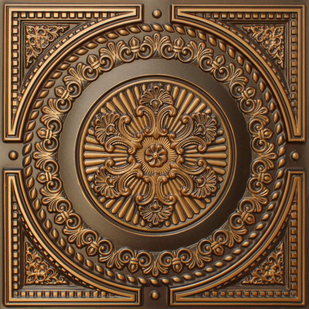 Antique Gold 3D Ceiling Panels, 2'x2', 40 Sq Ft, Pack of 10