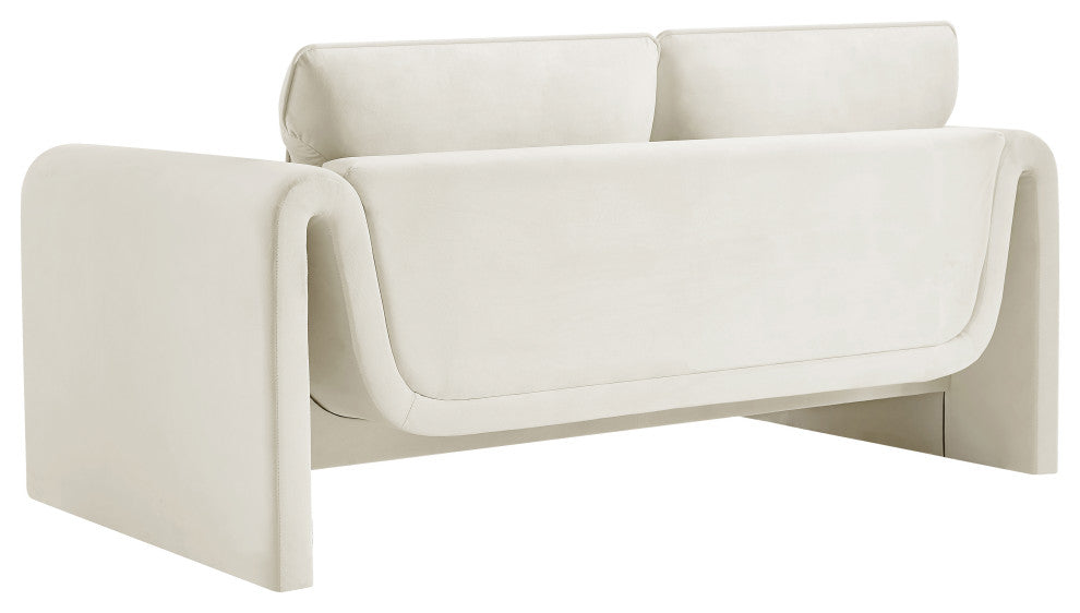 Sloan Cream Velvet Fabric Loveseat
