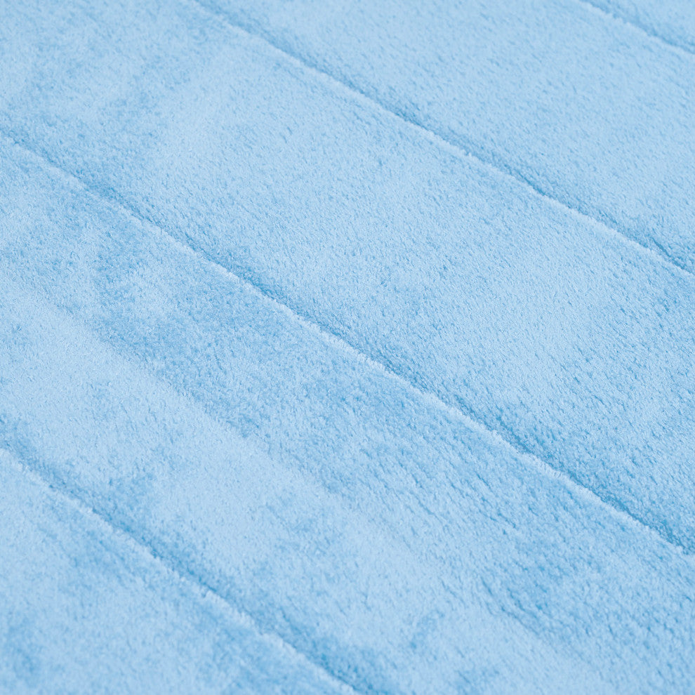2-Piece Memory Foam Striped Bath Mat Set, Blue