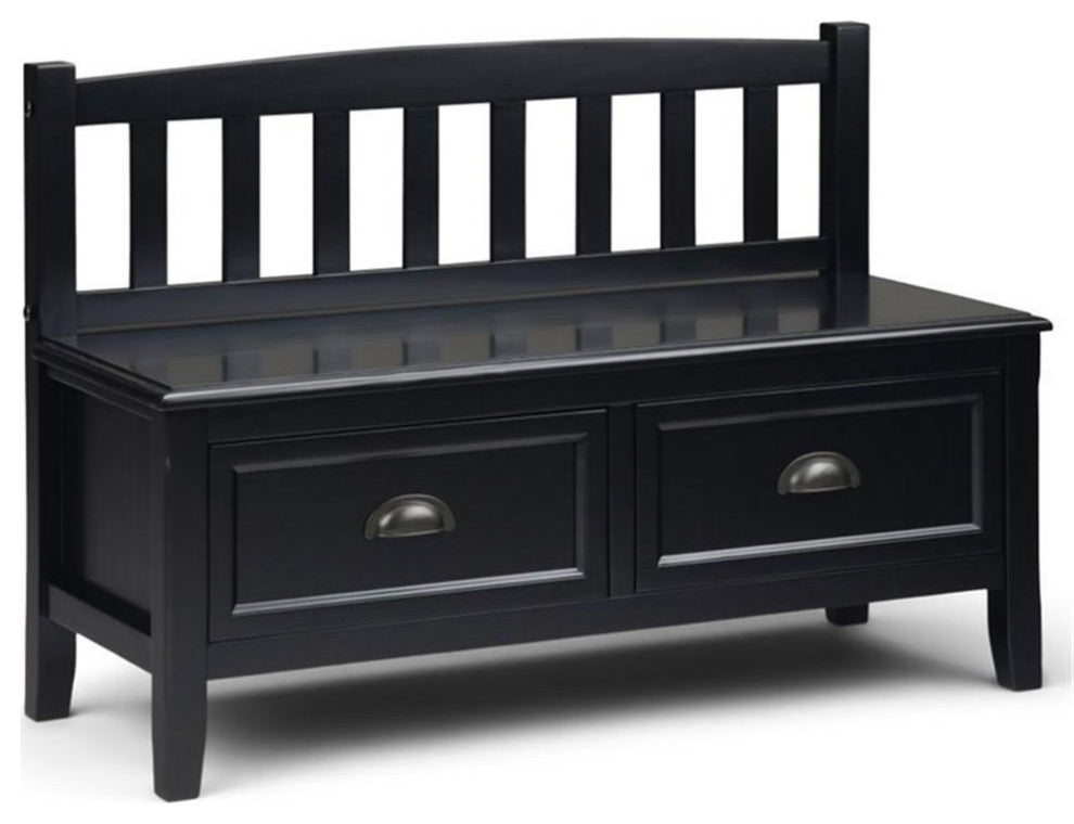 Burlington Solid Wood 42 Inch Wide Entryway Storage Bench With Drawers In Black