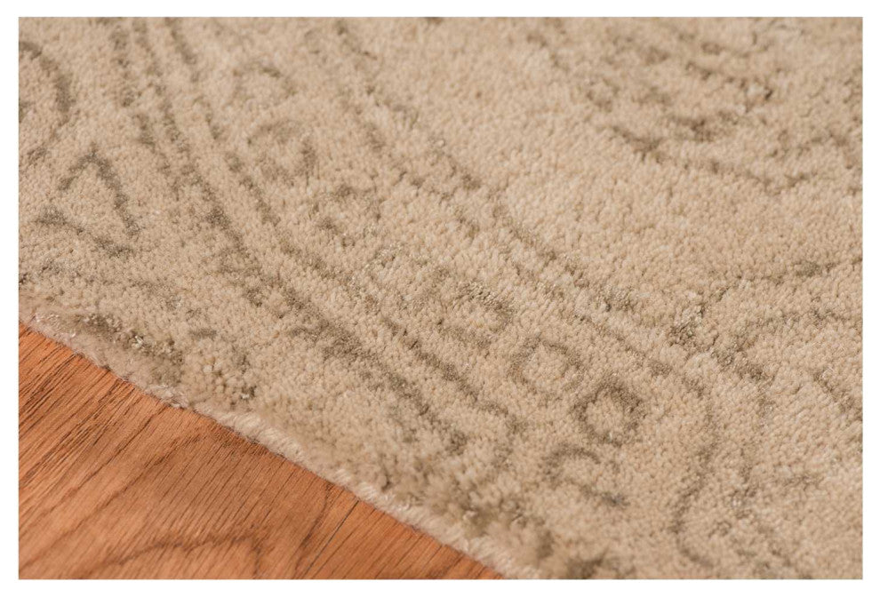 8" X11" X 0.5" Beige Wool Area Rug