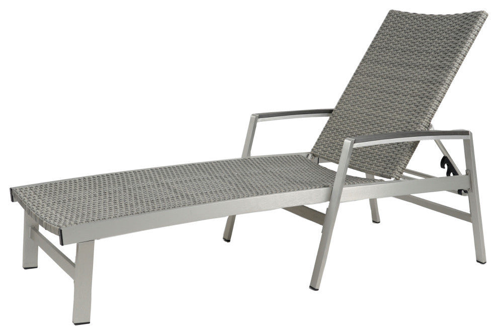 GDF Studio Joy Outdoor Wicker and Aluminum Chaise Lounges, Set of 2