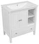 30" W x 18., D. x 32" H Bath Vanity, White Ceramic Top, White