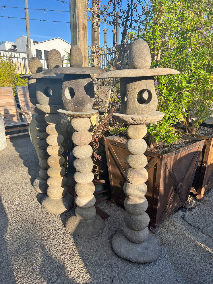 Outdoor Stacked Rock Light House Post 1