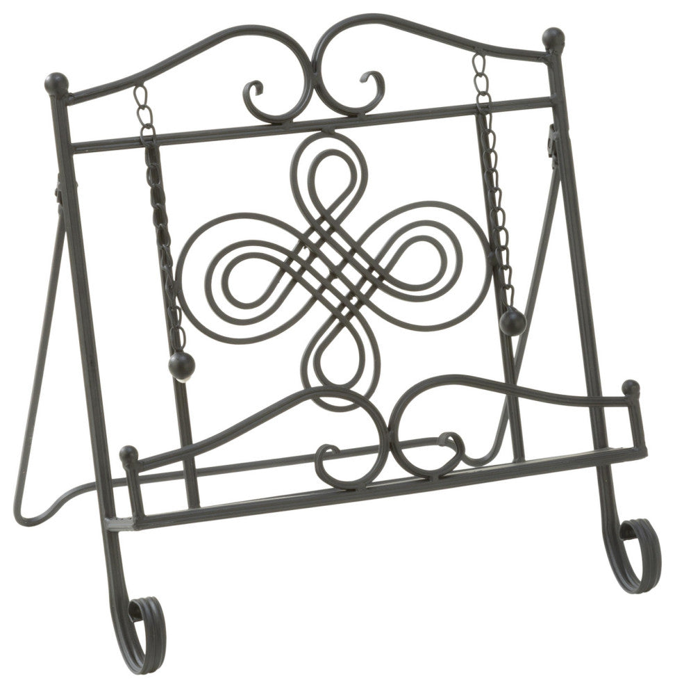 Metal Swirls Cookbook Stand, Black