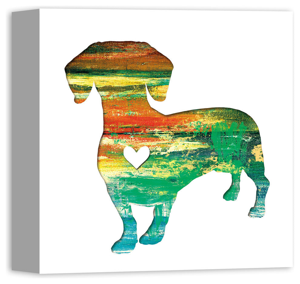 Designs Direct Creative Group Paint Silhouette Dachshund 12x12 Canvas Wall Art