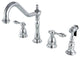 Kingston Brass Widespread Kitchen Faucet With Brass Sprayer, Polished Chrome