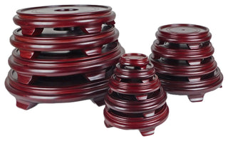 Dark Red Mahogany Porcelain Vase Stand, 4