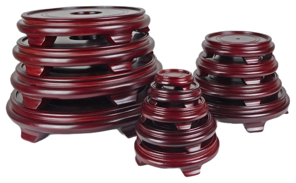 Dark Red Mahogany Porcelain Vase Stand, 4