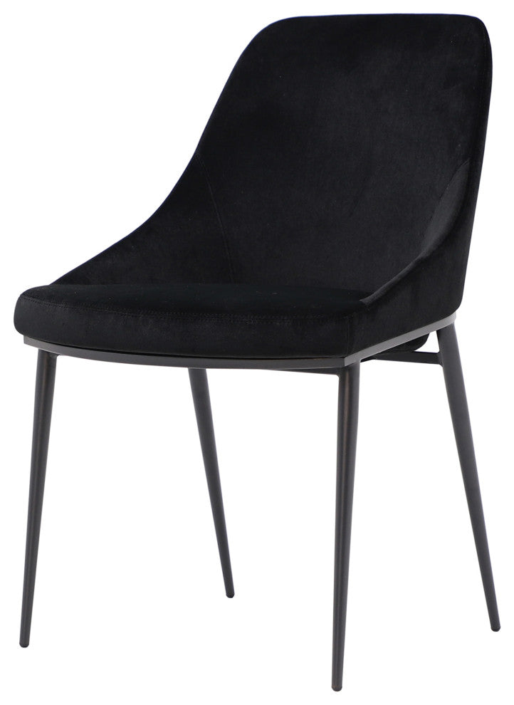 Sedona Dining Chair Shadowed Black Velvet, Set of Two