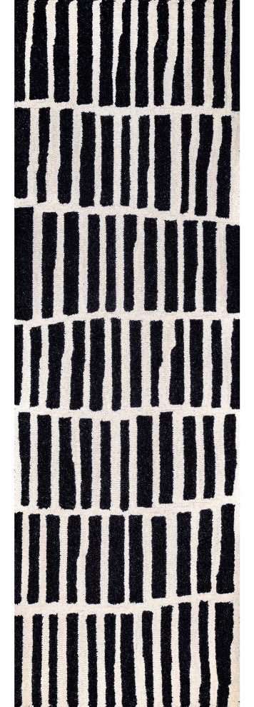 Nuloom Irregular Parallel Bars Area Rug, Black 2'6"x8'Runner