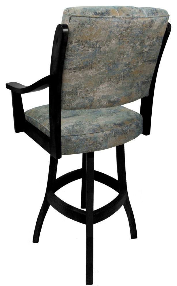 Swivel Counter Wood Bar Stool Casa on S-Base, Poet Sky and Black, 34"