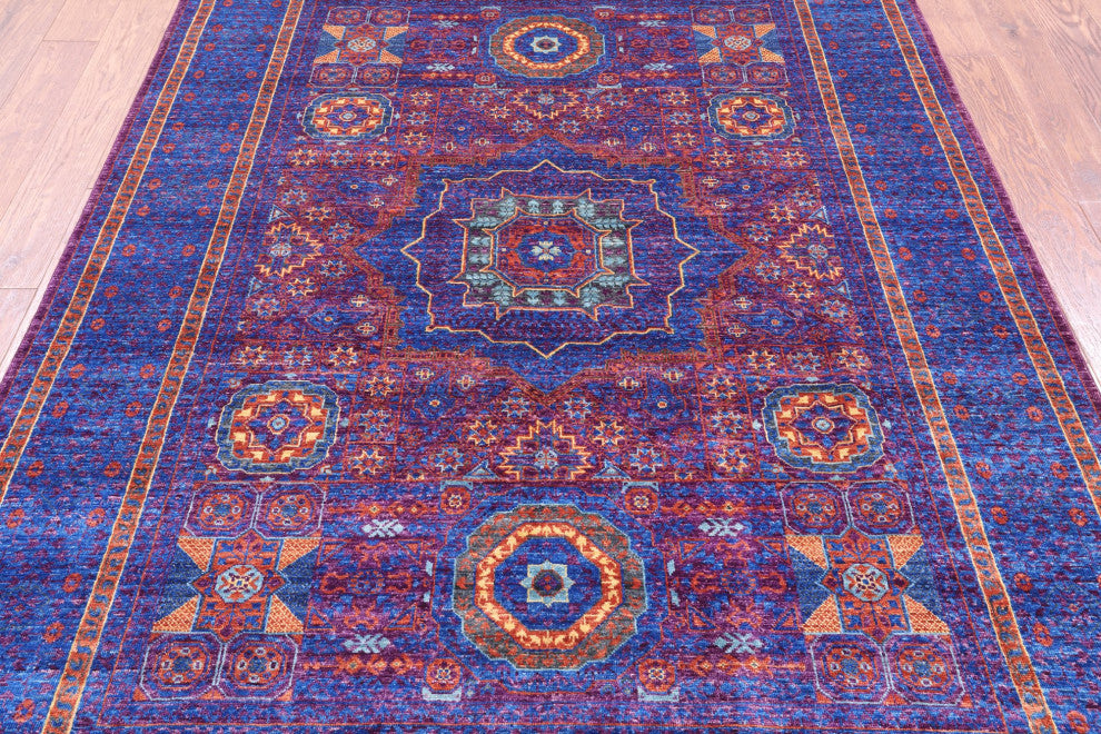 Mamluk Geometric Hand Knotted Wool Rug 5' 9" X 7' 11" - Q12268