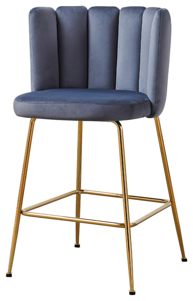 Nolan Contemporary 26" Counter Stool, Set of 2, Grey Velvet