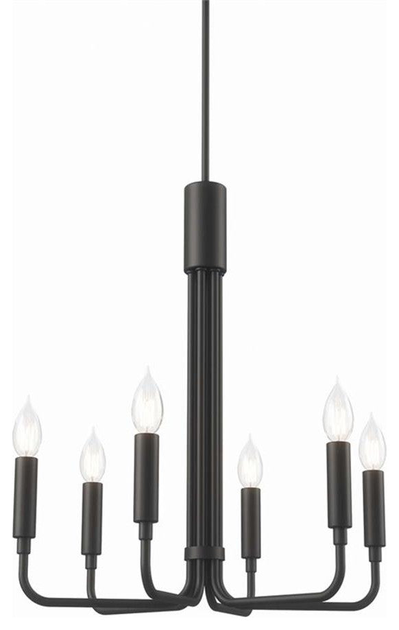 Modway Rekindle 6-Light Modern Style Iron Metal Chandelier in Black