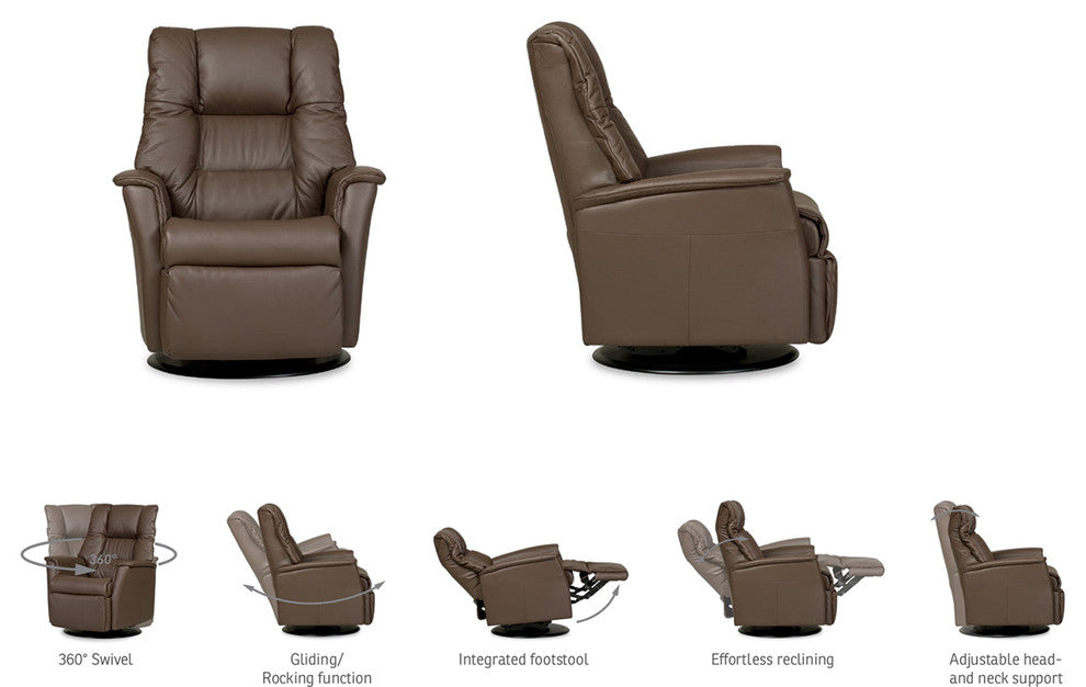 IMG Verona Power Swivel Glider Relaxer Recliner Small Trend Sand Leather