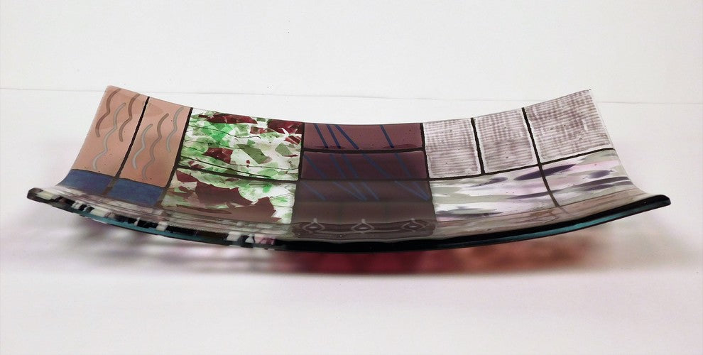 A decorative fused glass plate "A Gentle Color Mix" - Purple