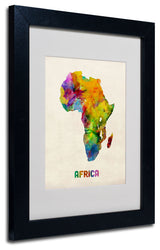 'Africa Watercolor Map' Matted Framed Canvas Art by Michael Tompsett