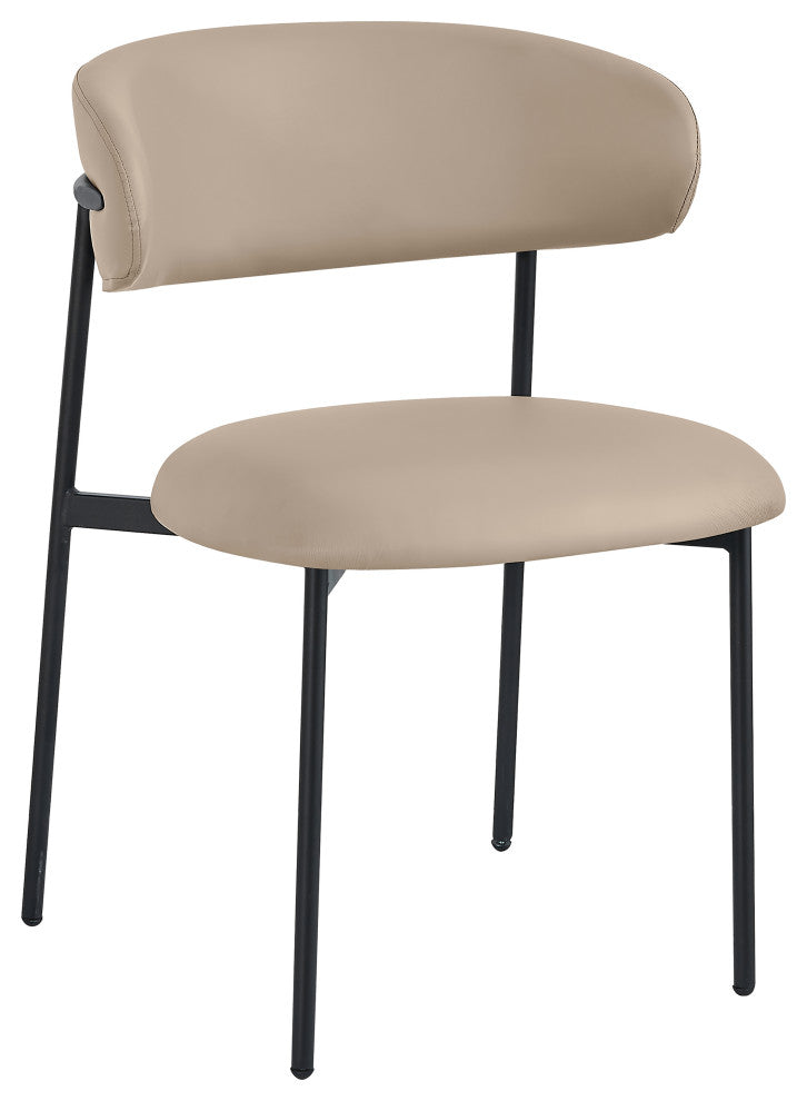 Lupita Vegan Leather Dining Chair, Set of 2, Taupe, Matte Black Finish