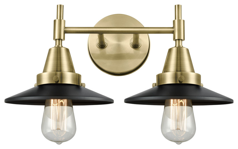 Innovations 447-2W-AB-M6-BK-LED Caden 2 Light Bath Vanity Light, Antique Brass