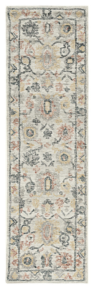 HomeRoots 8'x11' Ivory Hand Tufted Space Dyed Floral Traditional Indoor Area Rug