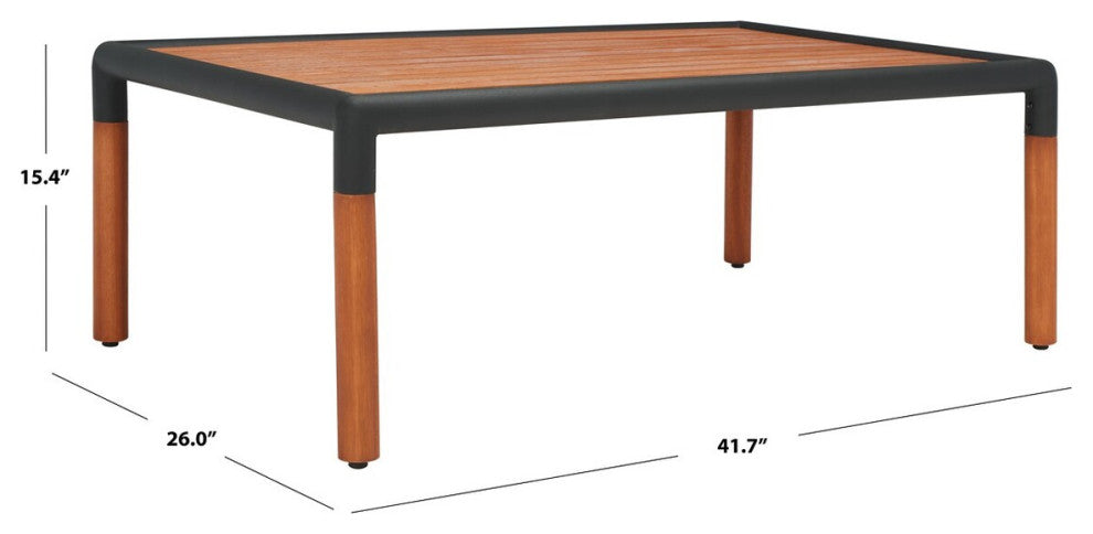 Safavieh Tommy Metal and Wood Patio Coffee Table Black/Natural