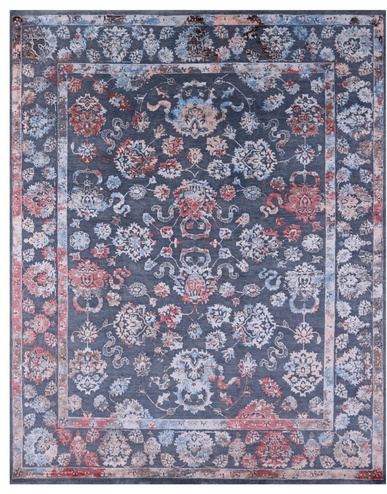 8' 1" X 10' 1" Persian Wool and Silk Handmade Rug Q7103