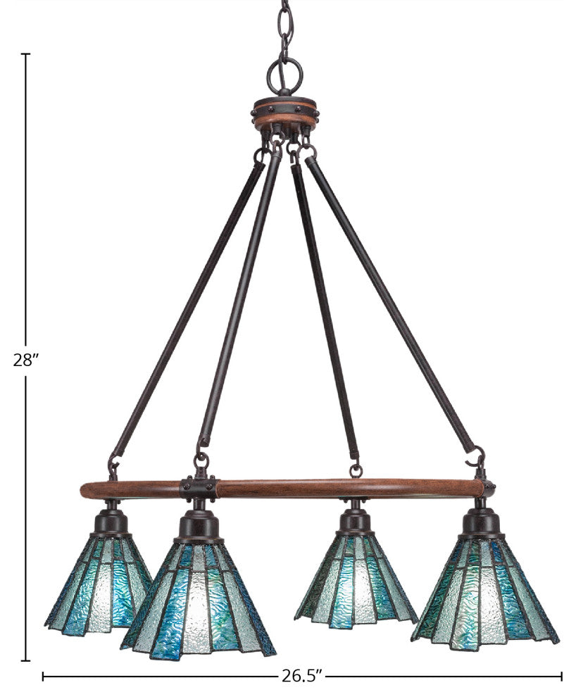 Blacksmith 4-Light Chandelier, Sea Ice Art