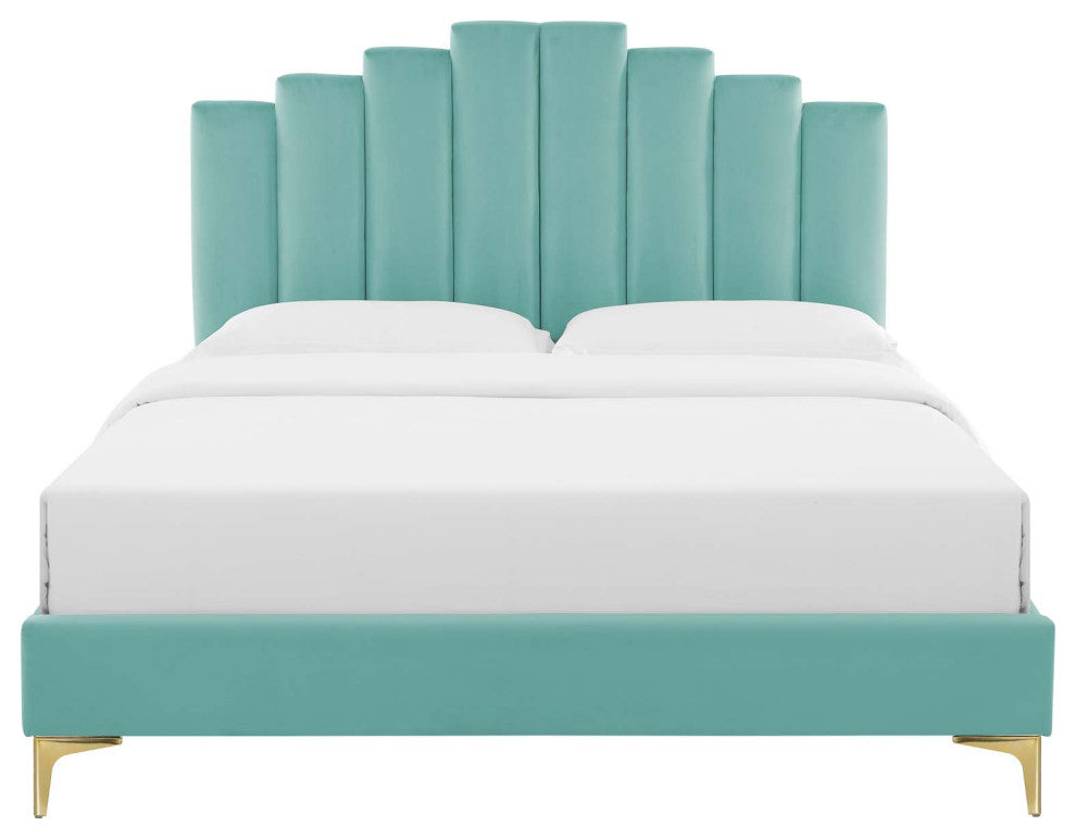 Elise Queen Performance Velvet Platform Bed MOD-6693-MIN