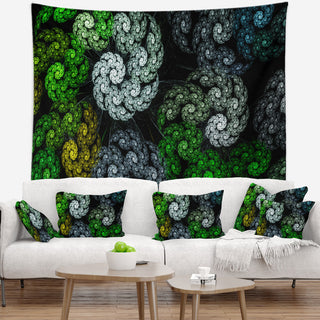 Bright Exotic Spiral Flowers Abstract Wall Tapestry, 39"x32"