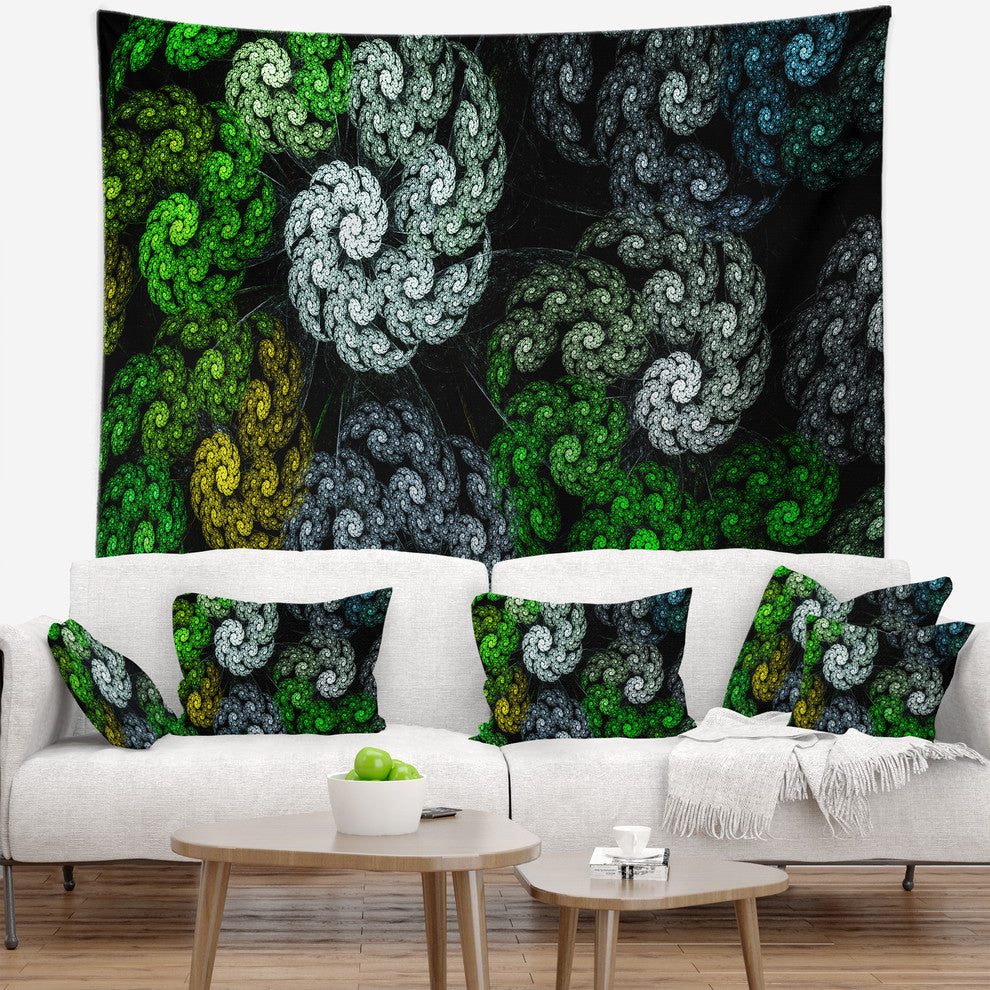Bright Exotic Spiral Flowers Abstract Wall Tapestry, 39"x32"