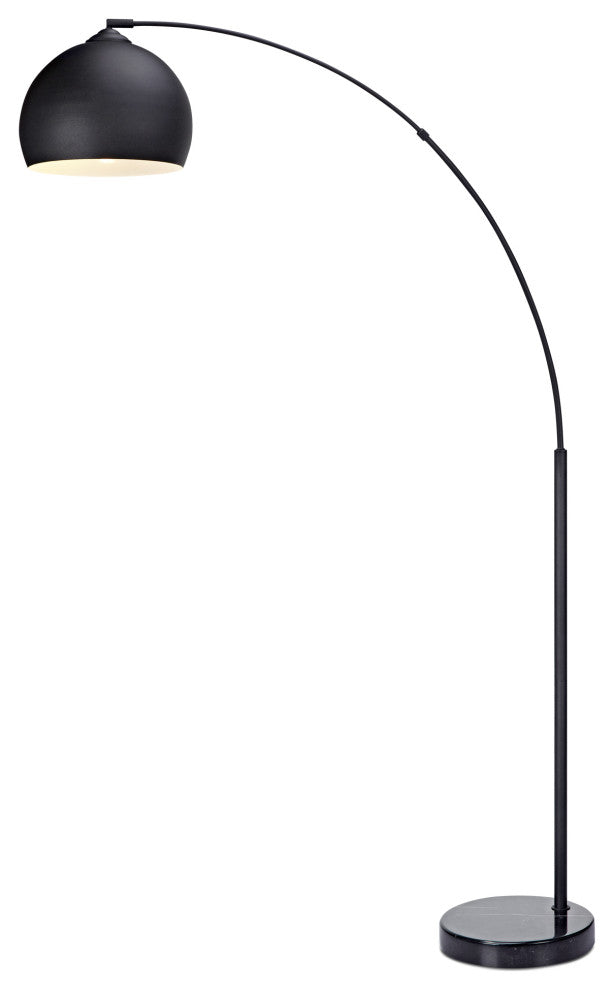 Arc Floor Lamp, Black Shade and Marble Base