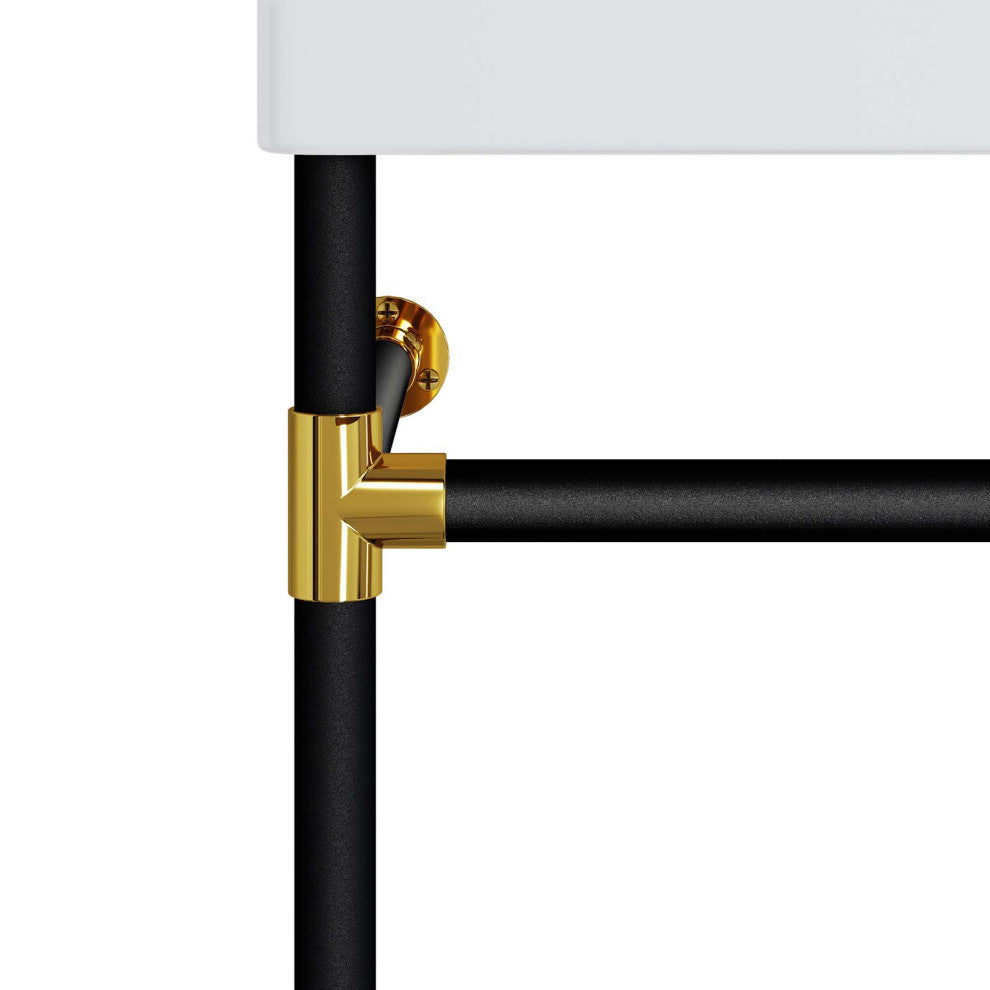 Sink Vanity, Wall Mount, White Black, Ceramic, Stainless, Modern, Bathroom