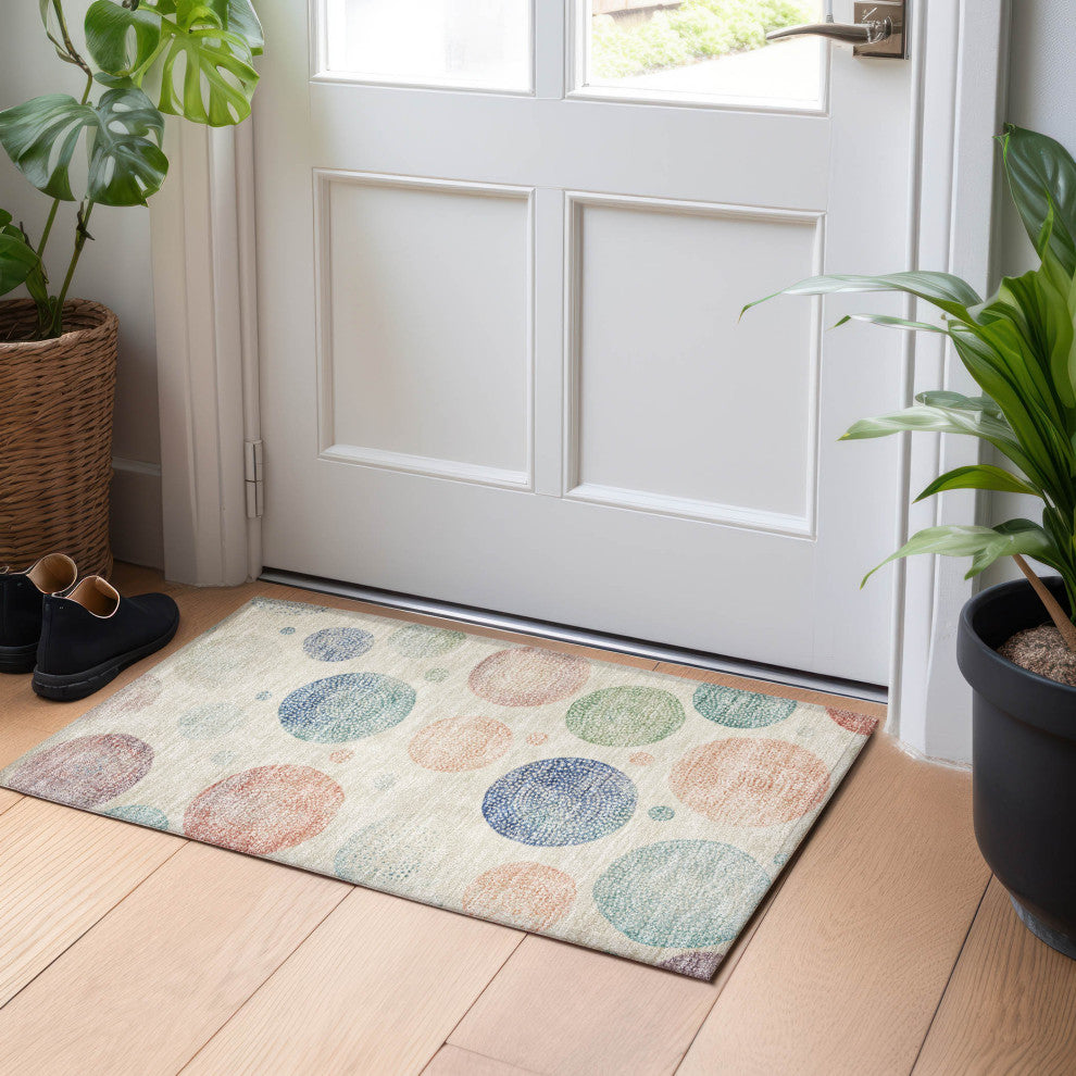 Machine Washable Indoor/Outdoor Chantille ACN1897 Ivory 1'8" x 2'6" Rug