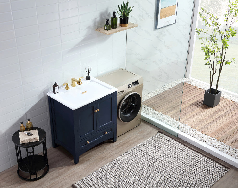 Stufurhome Delia 30" Laundry Utility Sink, Dark Blue