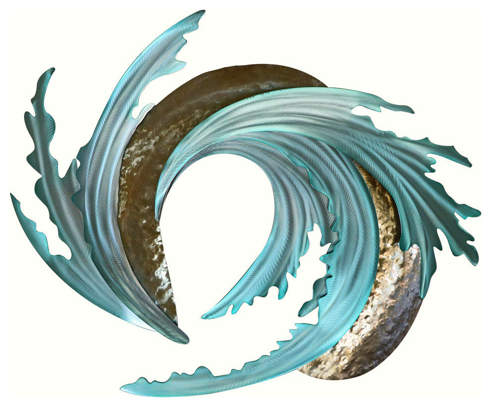 Coastal Home Decor 'Sea and Sand' - Abstract Ocean Waves Art on Stainless Steel