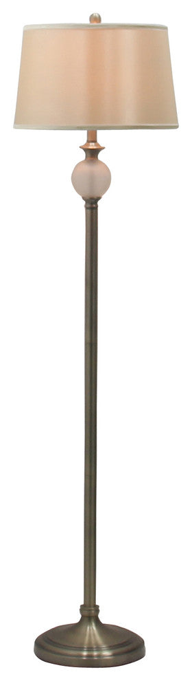 Fangio Lighting's #1573 62 in. Regency Frosted Glass Floor Lamp in Antique Brass